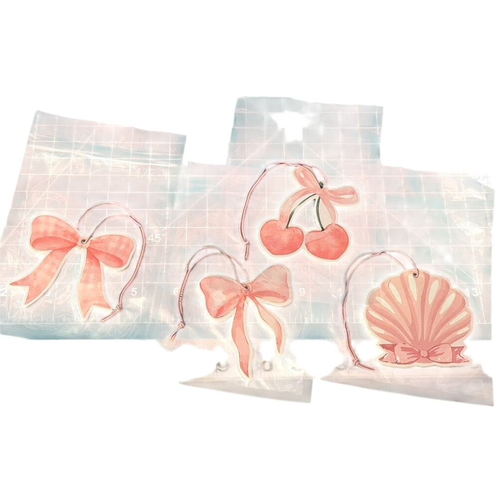Girly Car Air Fresheners Coquette Pink Bows Cherries & Shell New